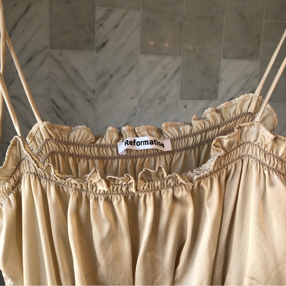 Reformation Silk Viviana Top Champagne size M Medium - Picture 6 of 13
